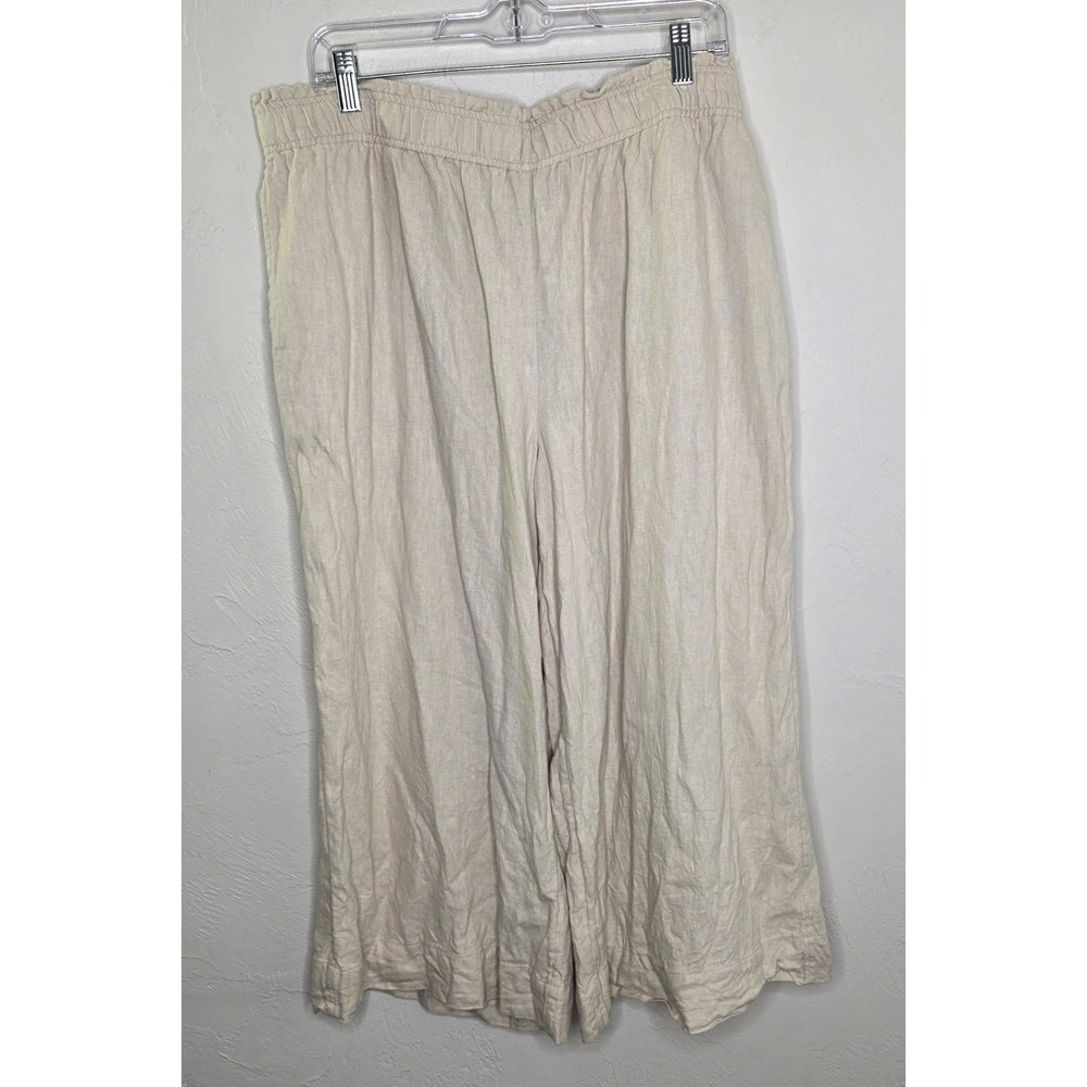Naturals D&Co. Womens Tan Linen Blend Pants Size Large Petite LP Beach Neutral